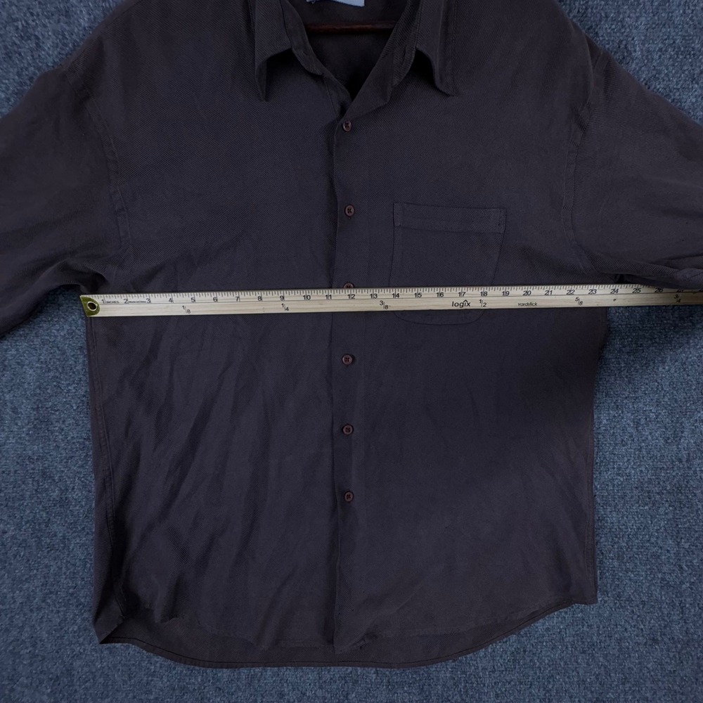 Essentials Brown Button Down Long Sleeve Shirt Me… - image 5